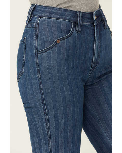 Image #2 - Rock & Roll Women's Medium Wash High Rise Jacquard Pinstripe Trouser Jeans, Medium Wash, hi-res