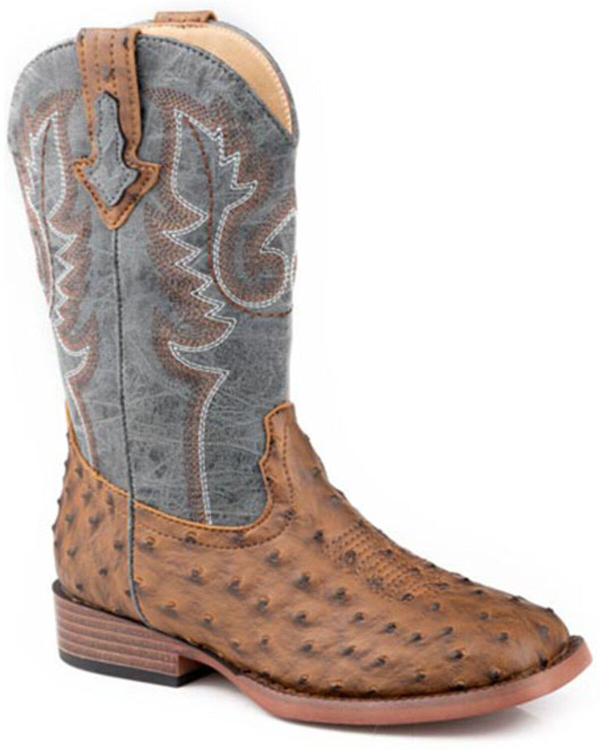 Image #1 - Roper Boys' Bumps Western Boots - Broad Square Toe, Brown, hi-res