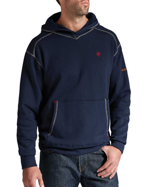 Image #1 - Ariat Men's Flame-Resistant Navy Polartec Hooded Work Sweatshirt , , hi-res