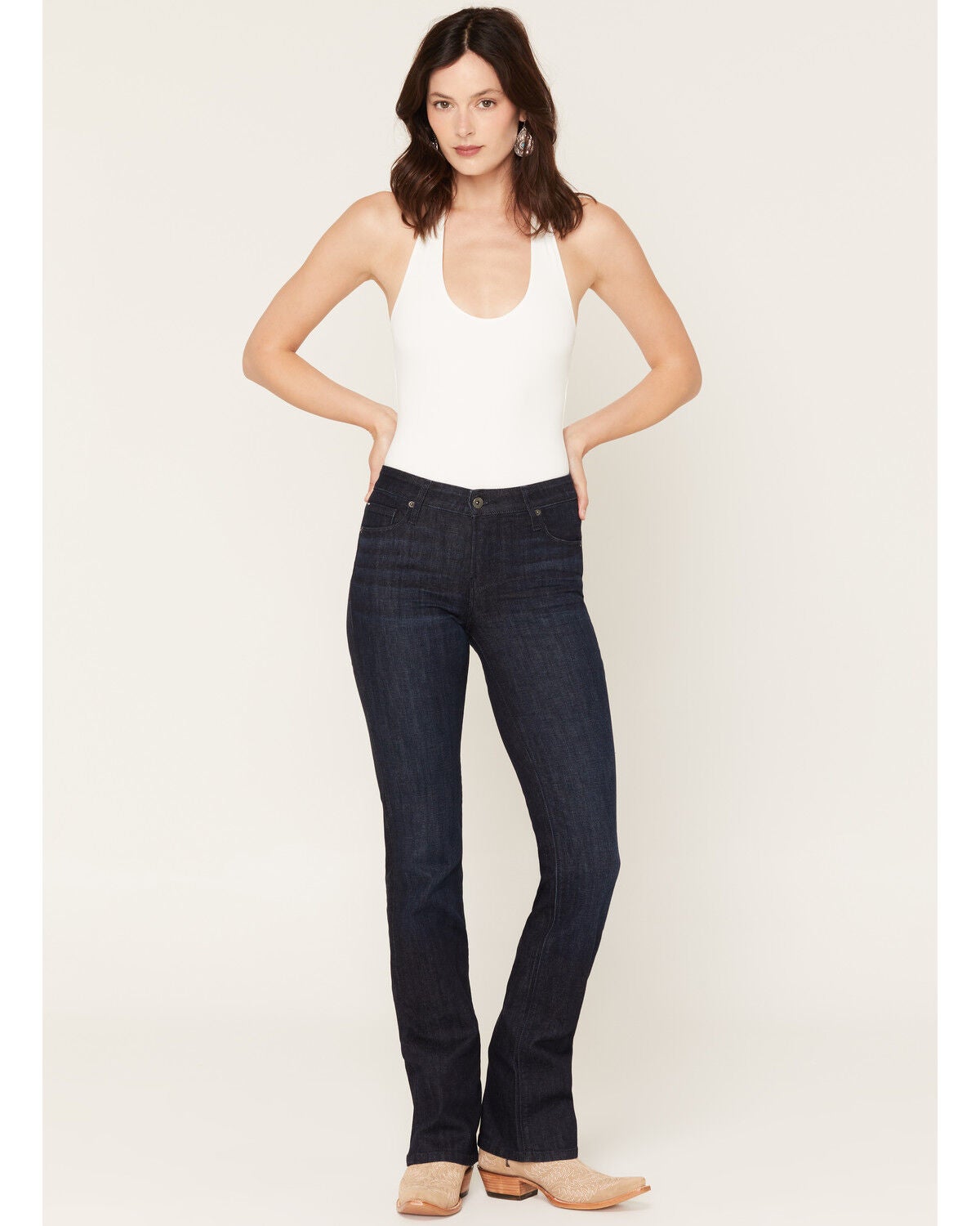 Haddad Women's Deep Ocean Dark Wash Venice Bootcut Stretch Denim Jeans, Dark Wash, hi-res