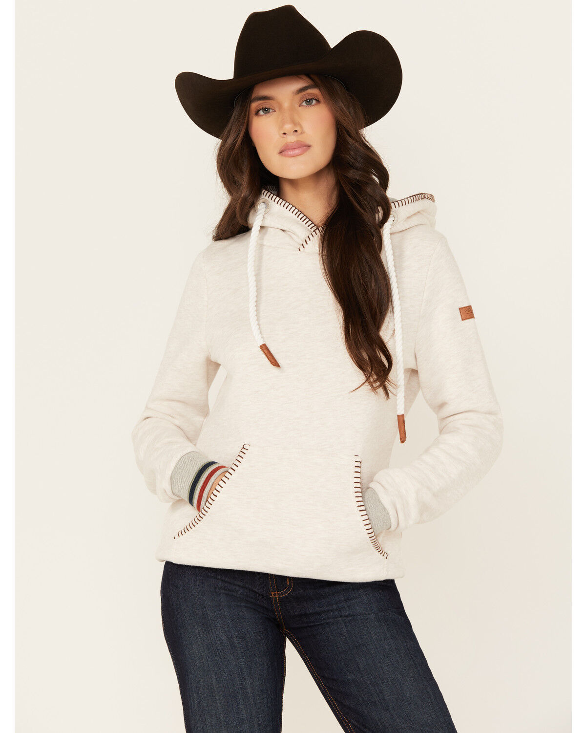 Image #1 - Wanakome Women's Annook Stitch Logo Hoodie, Oatmeal, hi-res