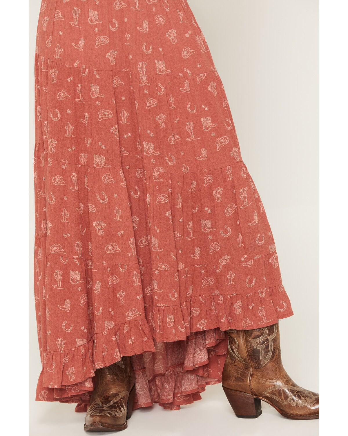 Image #2 - Wild Moss Women's Western Conversation Print High-Low Skirt, Rust Copper, hi-res