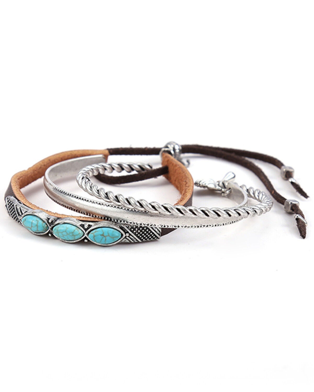 Image #2 - Cowgirl Confetti Women's Rolling Stone Cuff Bracelet Set - 3 Piece, Silver, hi-res
