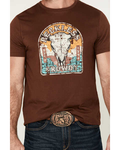Image #3 - Rock & Roll Denim Men's Boot Barn Exclusive Reckless & Rowdy Short Sleeve Graphic T-Shirt , Brown, hi-res