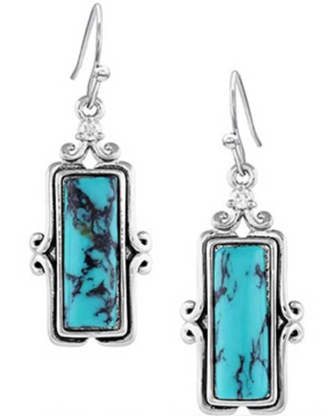 Image #1 - Montana Silversmiths Women's Looking Glass Turquoise Earrings , Silver, hi-res
