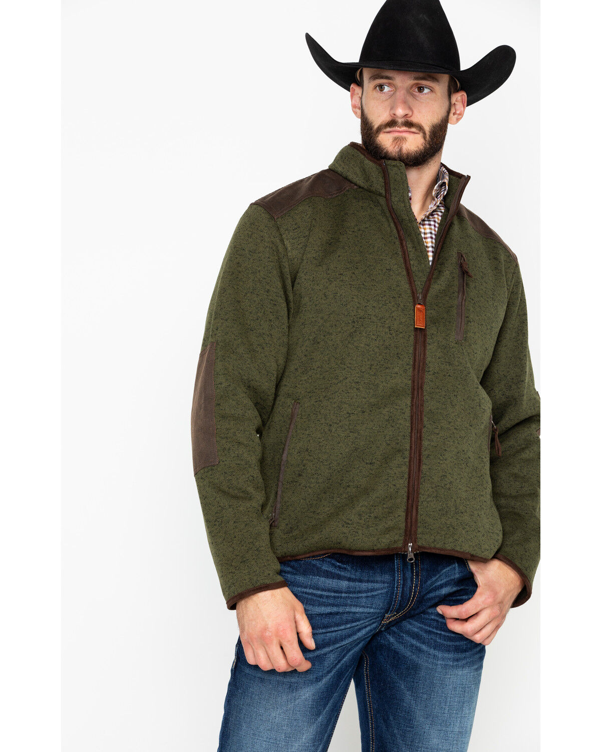 Image #1 - Outback Trading Co. Men's Garner Reinforced Zip-Up Jacket, Olive, hi-res