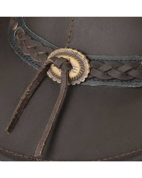 Outback Trading Co. Chocolate Wagga Wagga UPF50 Sun Protection Leather Hat, Chocolate, hi-res