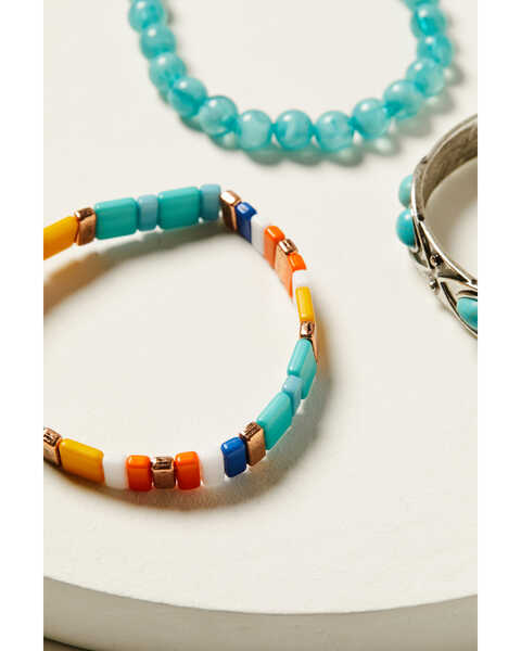 Image #2 - Shyanne Women's Turquoise & Silver 3-piece Bracelet Set, Silver, hi-res