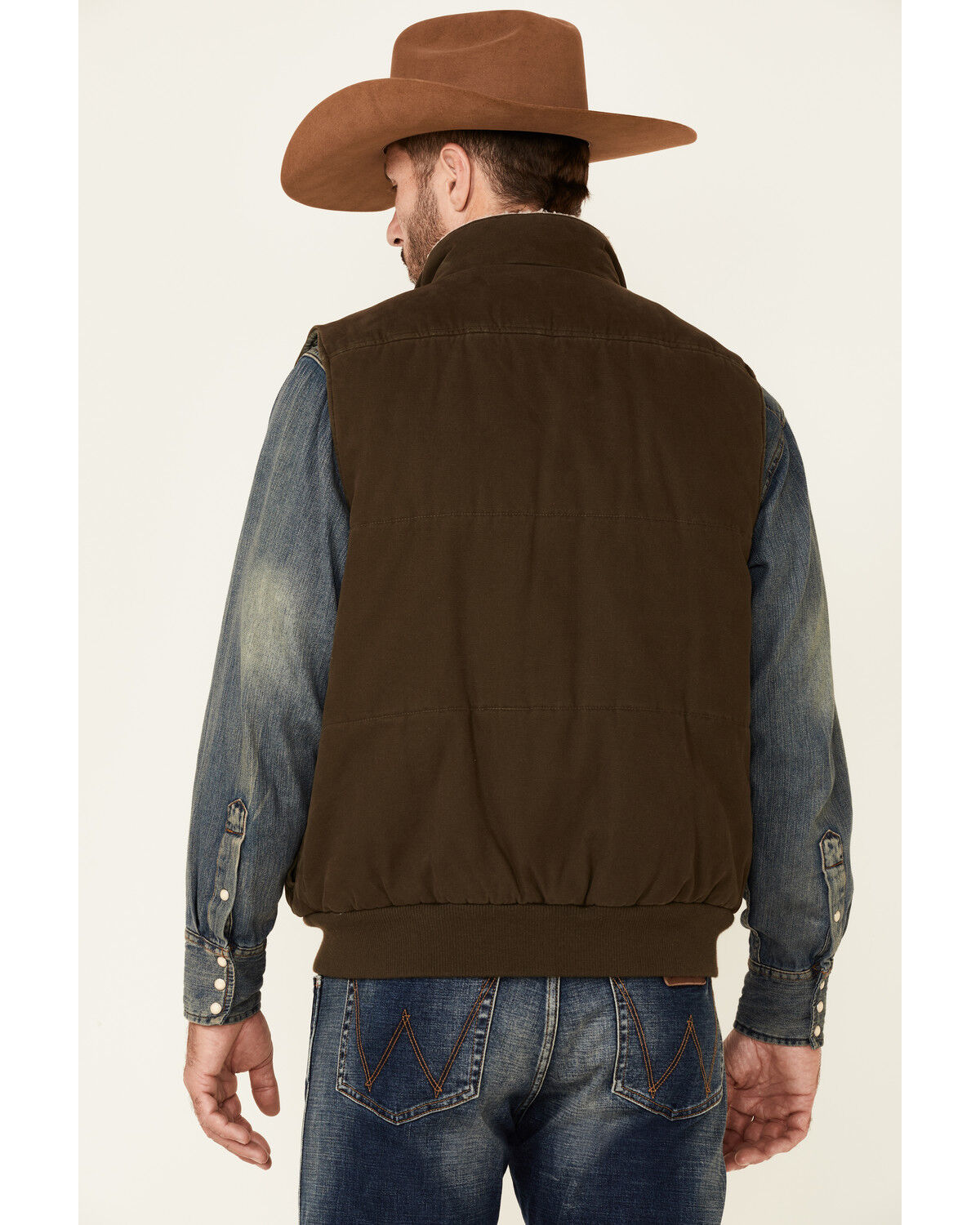 Image #4 - Powder River Outfitters Men's Concealed Carry Olive Brushed Canvas Storm Flap Vest, Olive, hi-res