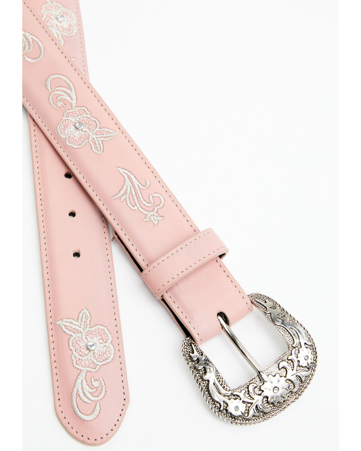 Image #2 - Shyanne Women's Embroidered Floral Rhinestone Western Belt, Light Pink, hi-res