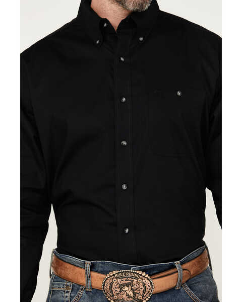 Image #3 - George Strait by Wrangler Men's Solid Long Sleeve Button-Down Stretch Western Shirt, Black, hi-res