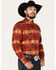 Ariat Men's Nathaniel Southwestern Rodeo Print Button Down Western Shirt , Red, hi-res