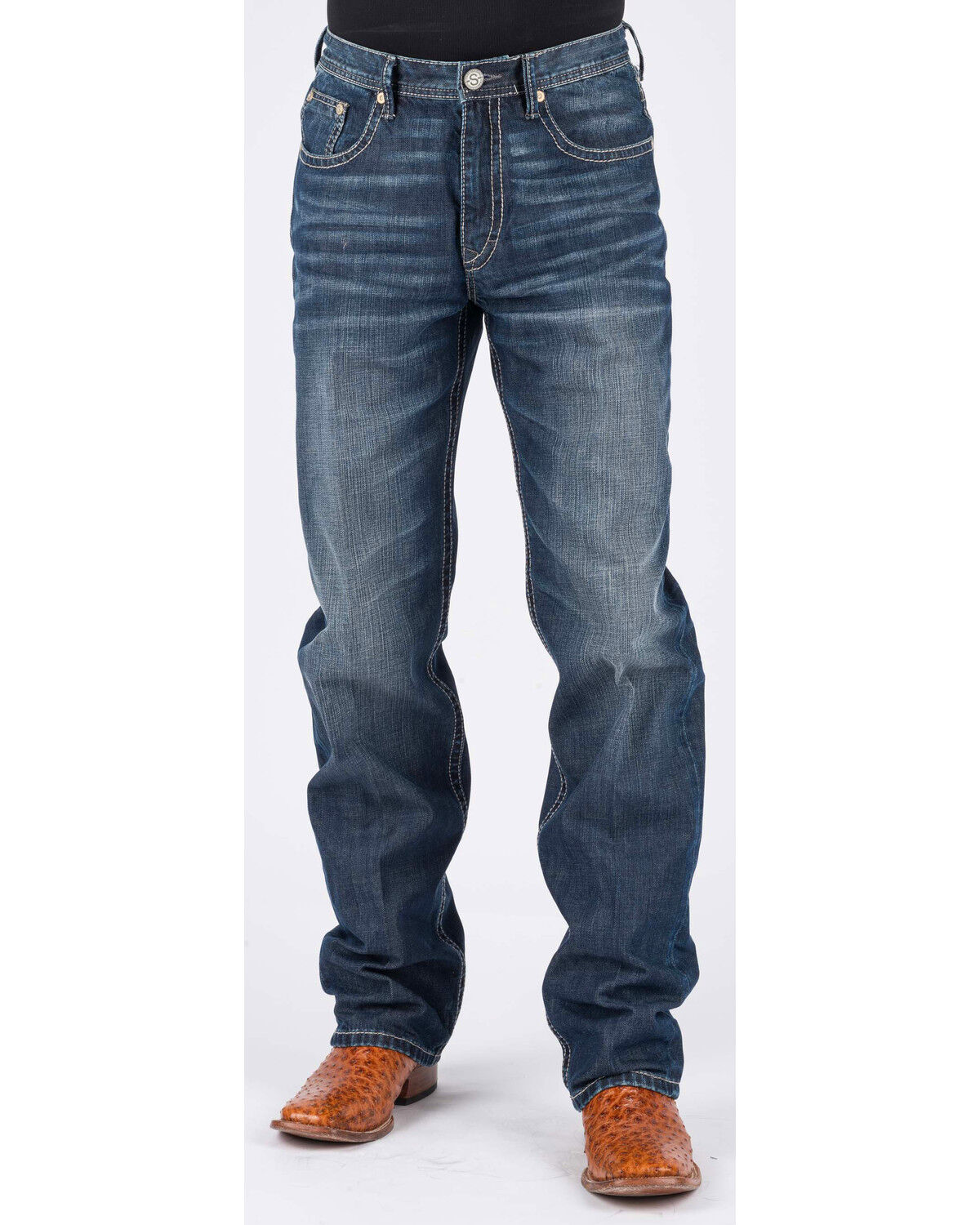 Image #3 - Stetson Men's 1520 Standard Fit Straight Jeans, Blue, hi-res