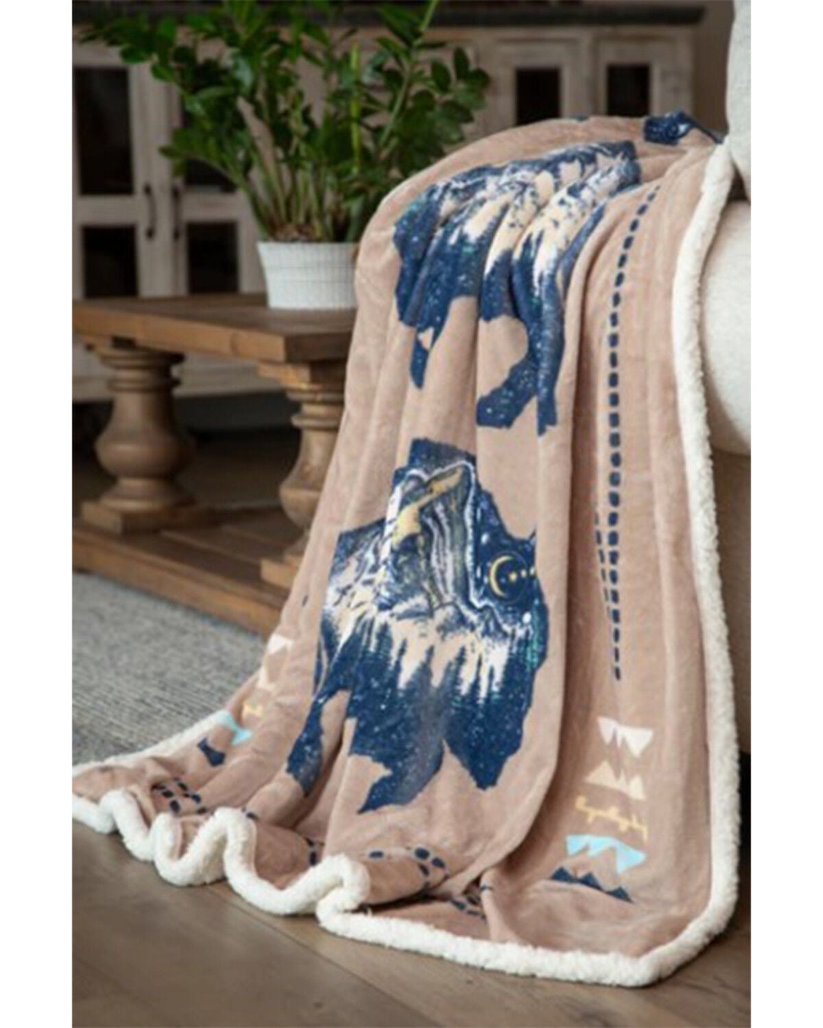 Carstens Home Three Buffalo Plush Sherpa Throw, Brown, hi-res