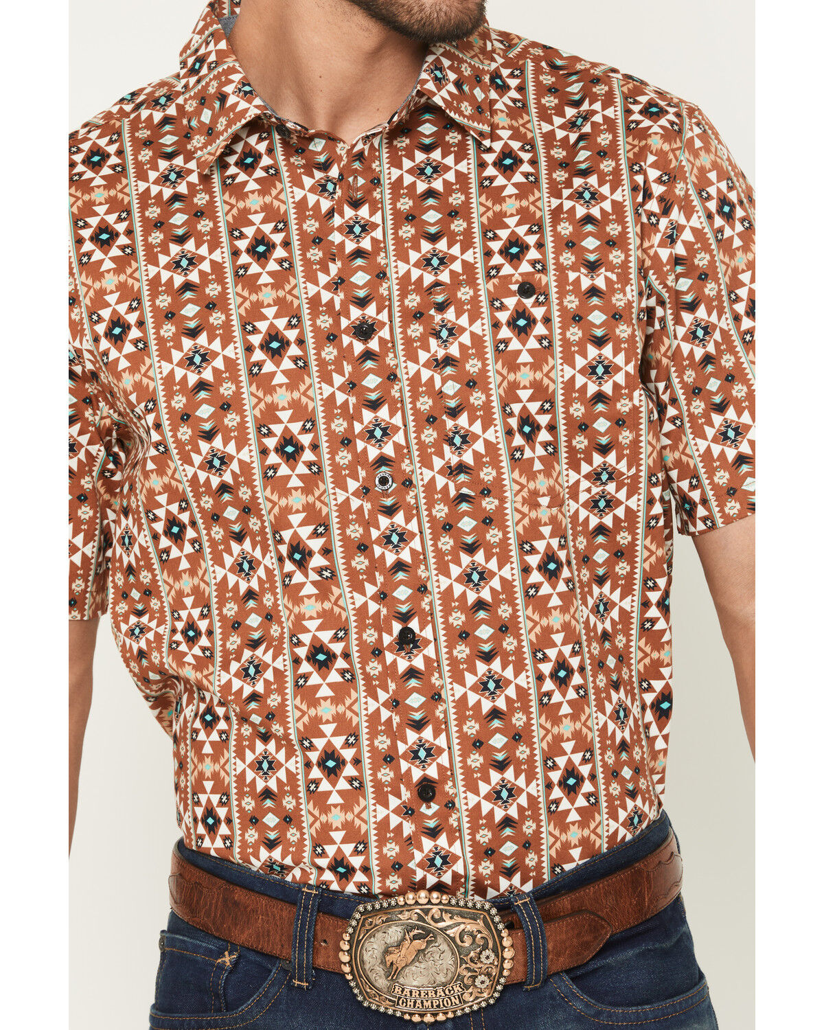 Image #3 - RANK 45® Men's Thunderhead Southwestern Short Sleeve Button-Down Stretch Western Shirt, Multi, hi-res