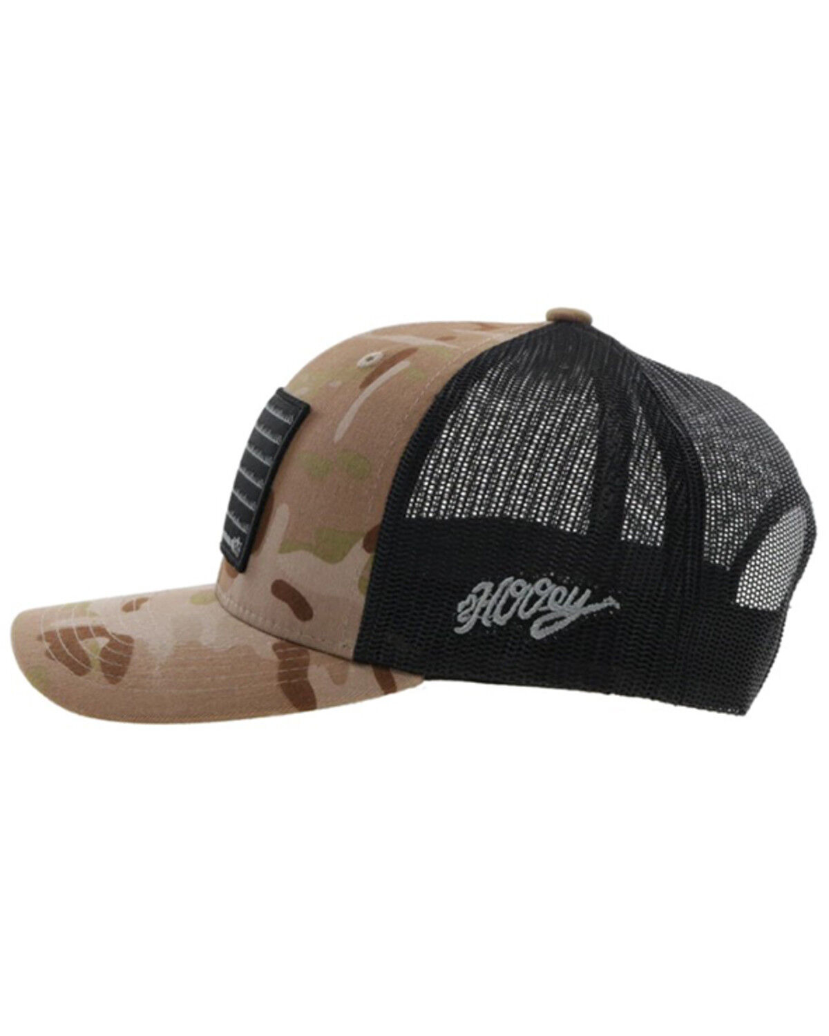 Image #4 - Hooey Men's Camo Liberty Roper Flag Patch Trucker Cap, Tan, hi-res