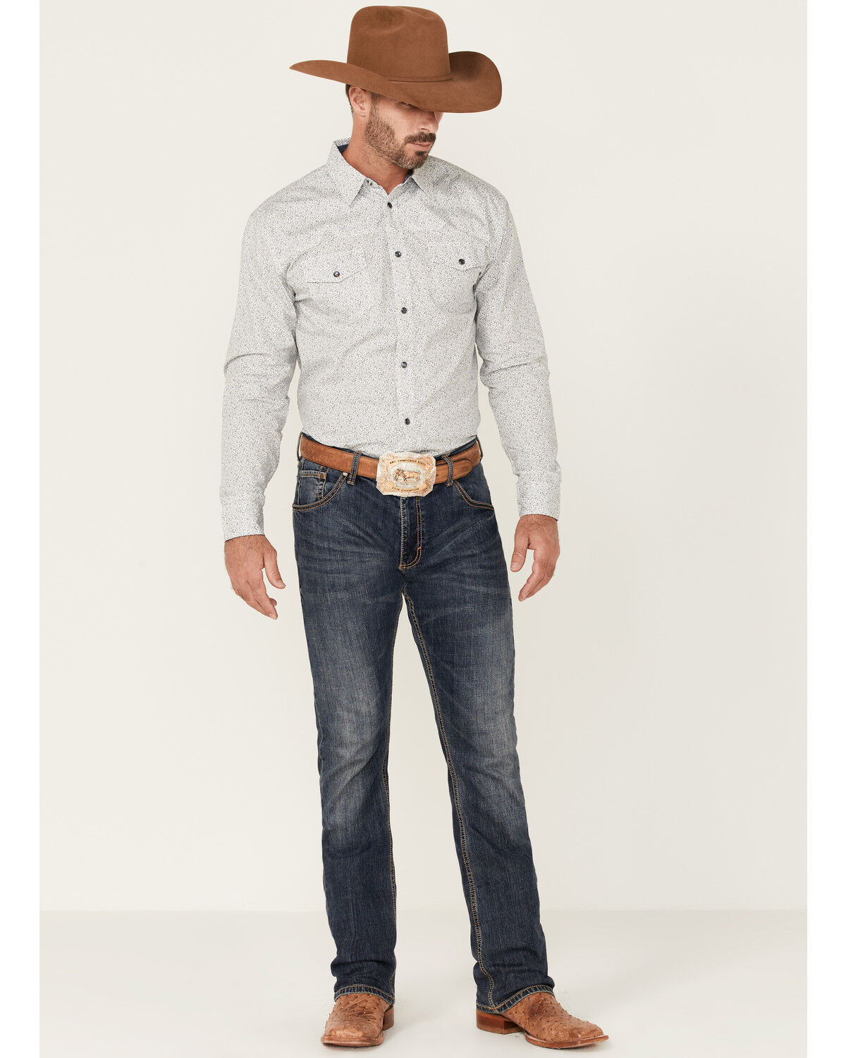 Image #2 - Moonshine Spirit Men's Route 95 Mini Floral Print Long Sleeve Snap Western Shirt, White, hi-res