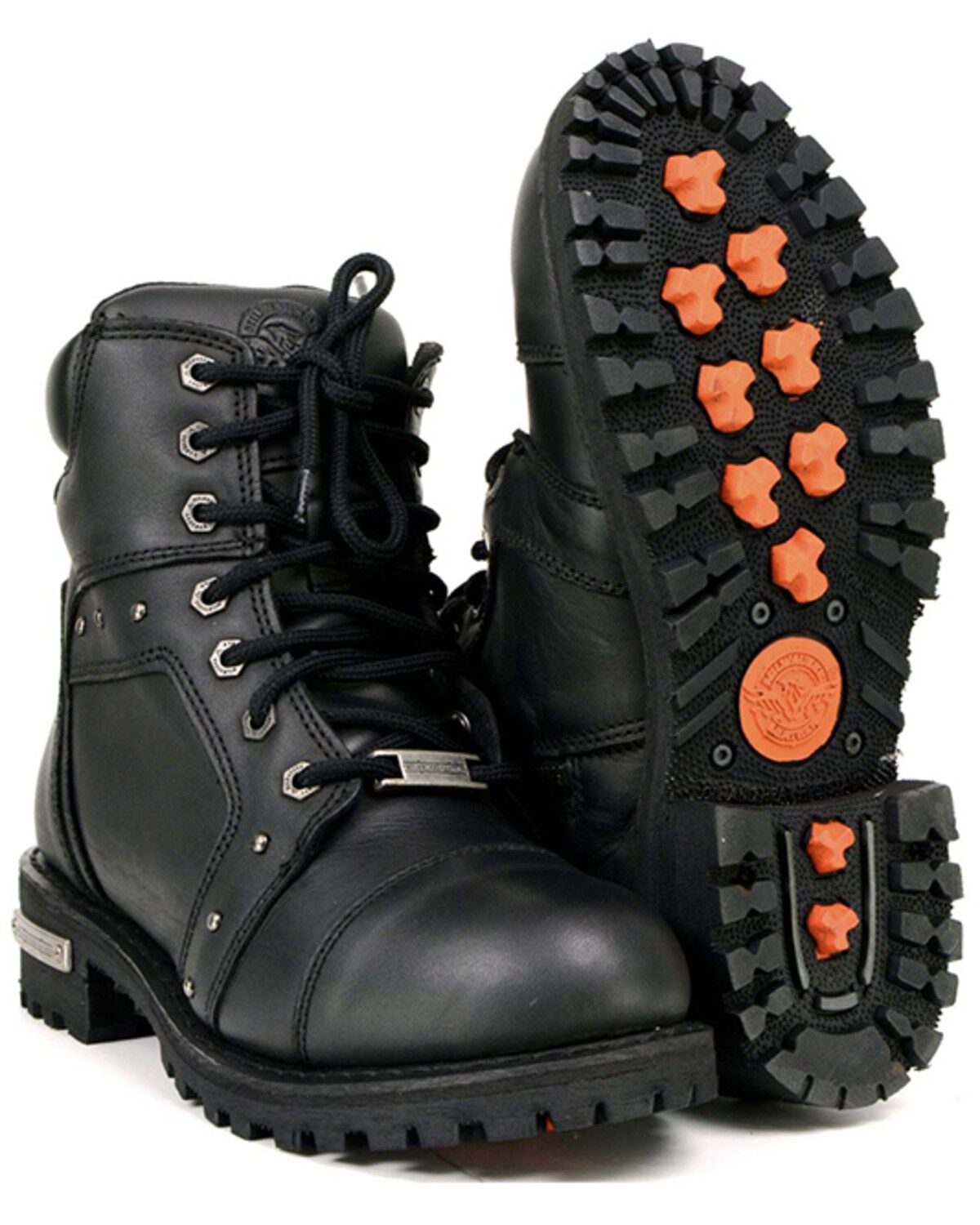 Image #5 - Milwaukee Leather Women's Lace-To-Toe Studded Motorcycle Boots - Round Toe, Black, hi-res