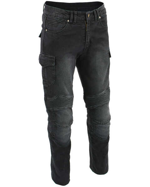 Image #1 - Milwaukee Leather Men's Black 32" Aramid Reinforced Straight Cut Denim Jeans, Black, hi-res