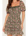 Image #3 - Trixxi Women's Floral Print Short Sleeve Mini Dress, Green, hi-res