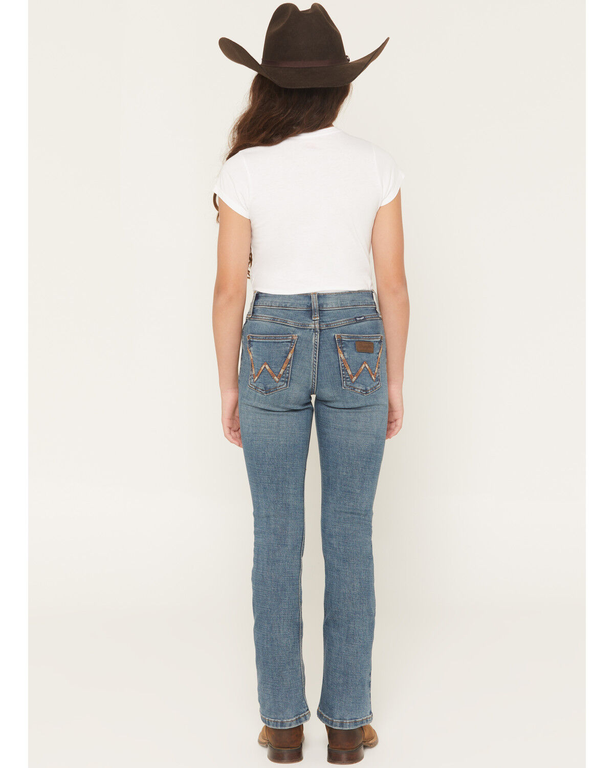 Image #3 - Wrangler Girls' Wendy Medium Wash Bootcut Stretch Denim Jeans, Blue, hi-res