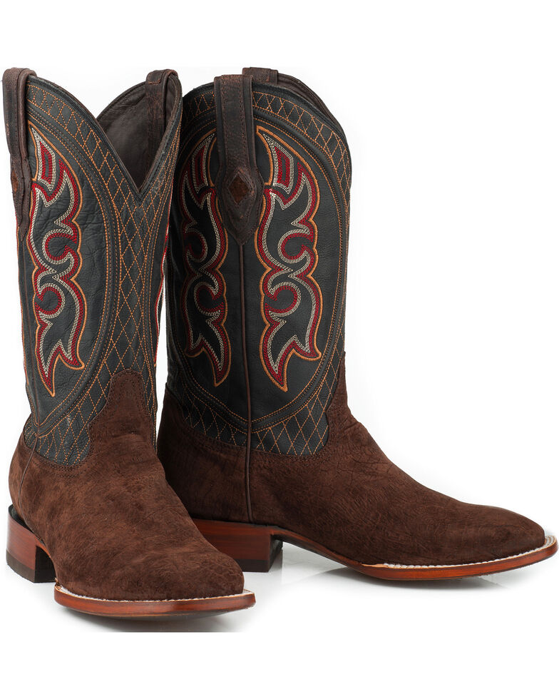 Stetson Men's Brown Leather Hippo Boots - Square Toe , Brown, hi-res