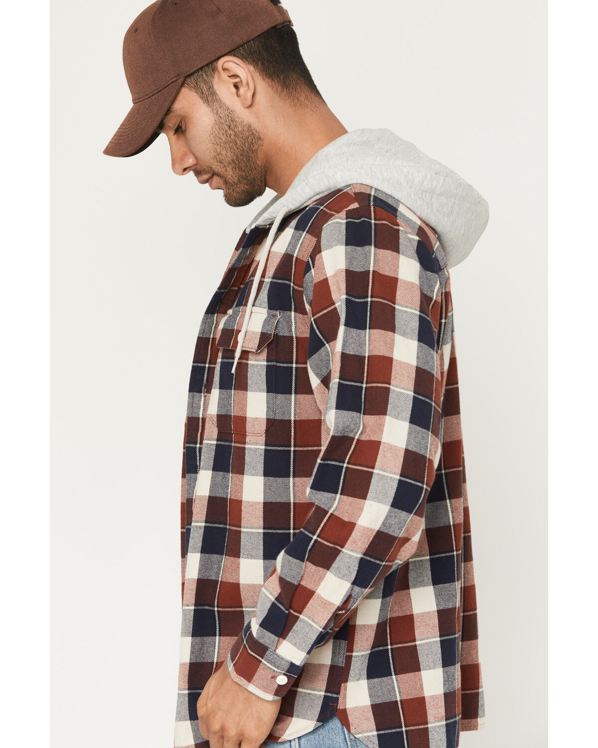 Image #2 - Levi's Men's Claude Plaid Print Long Sleeve Button-Down Hooded Flannel Shirt, Rust Copper, hi-res