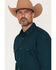 Image #2 - Gibson Trading Co Men's Basic Solid Long Sleeve Pearl Snap Western Shirt, Dark Teal, hi-res