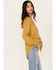Image #2 - Nostalgia Women's Embroidered Tie Front Long Sleeve Top, Mustard, hi-res