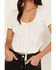 Wild Moss Women's Textured Corset Knit Top, White, hi-res