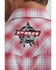 Image #3 - Wrangler Men's PBR Logo Plaid Print Long Sleeve Snap Western Shirt - Tall , Red, hi-res