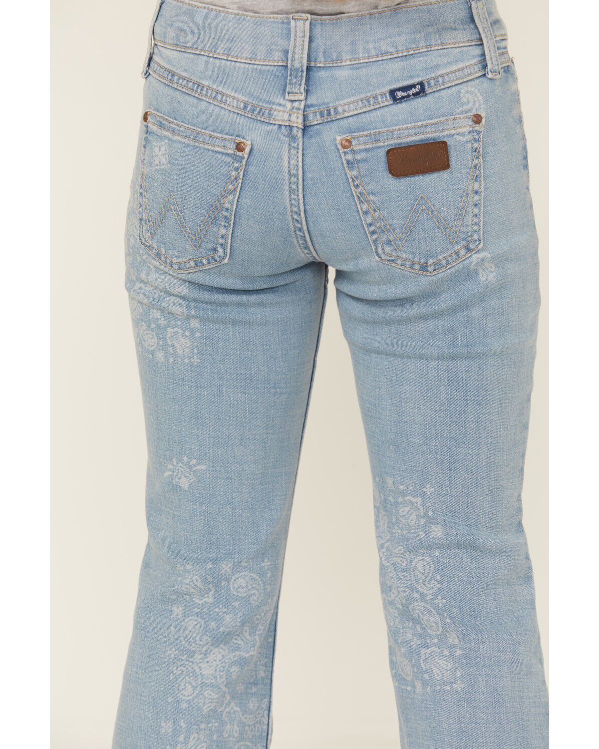Image #3 - Wrangler Girls' Light Wash Paisley Print Bootcut Stretch Denim Jeans, Light Wash, hi-res