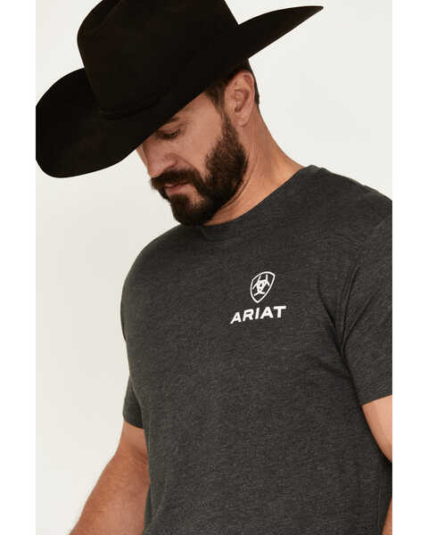 Image #3 - Ariat Men's Star Spangled Logo Short Sleeve Graphic T-Shirt, Charcoal, hi-res