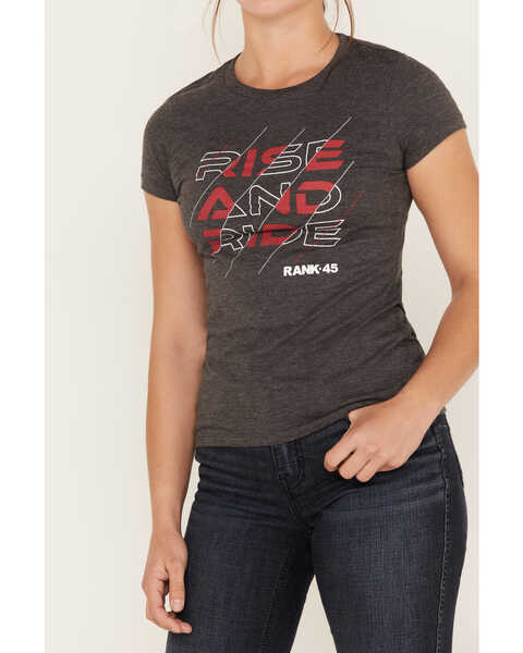 Image #3 - RANK 45® Women's Rise and Ride Short Sleeve Graphic Tee, Charcoal, hi-res
