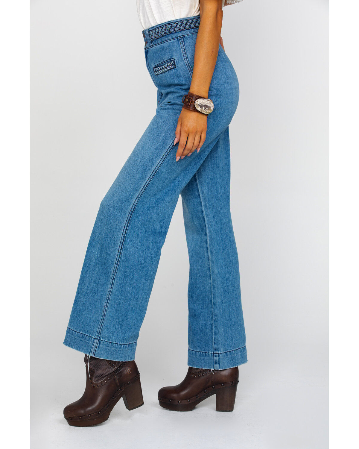Image #3 - Free People Women's Seasons In The Sun Jeans, Blue, hi-res