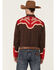 Scully Men's Boot Stitch Embroidered Long Sleeve Pearl Snap Western Shirt , Brown, hi-res