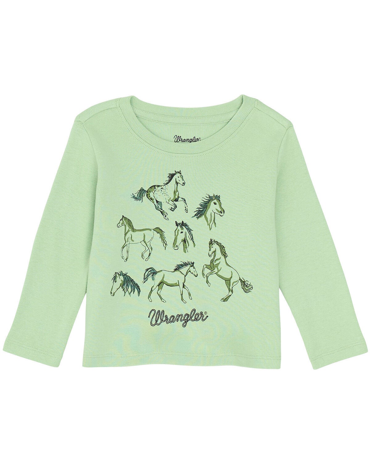 Wrangler Toddler Girls' Horse Long Sleeve Graphic Tee, Green, hi-res