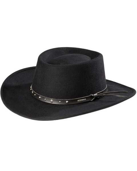 Stetson Men's Black Hawk Crushable Felt Western Fashion Hat, Black, hi-res