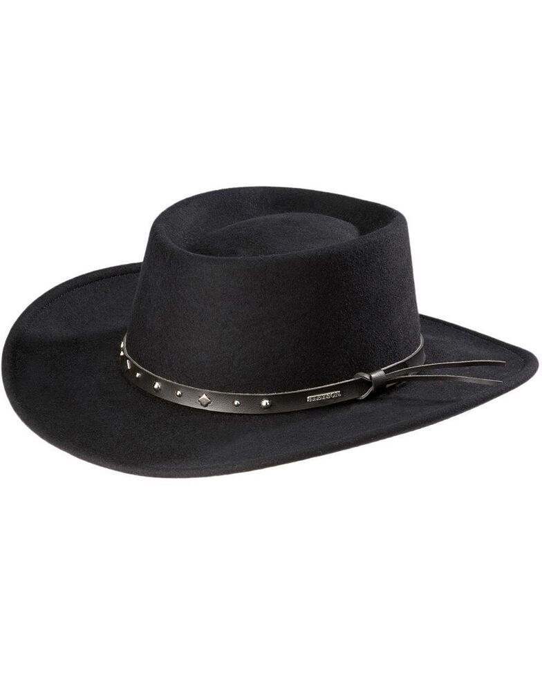 Stetson Men's Black Hawk Crushable Wool Felt Gambler Hat Sheplers