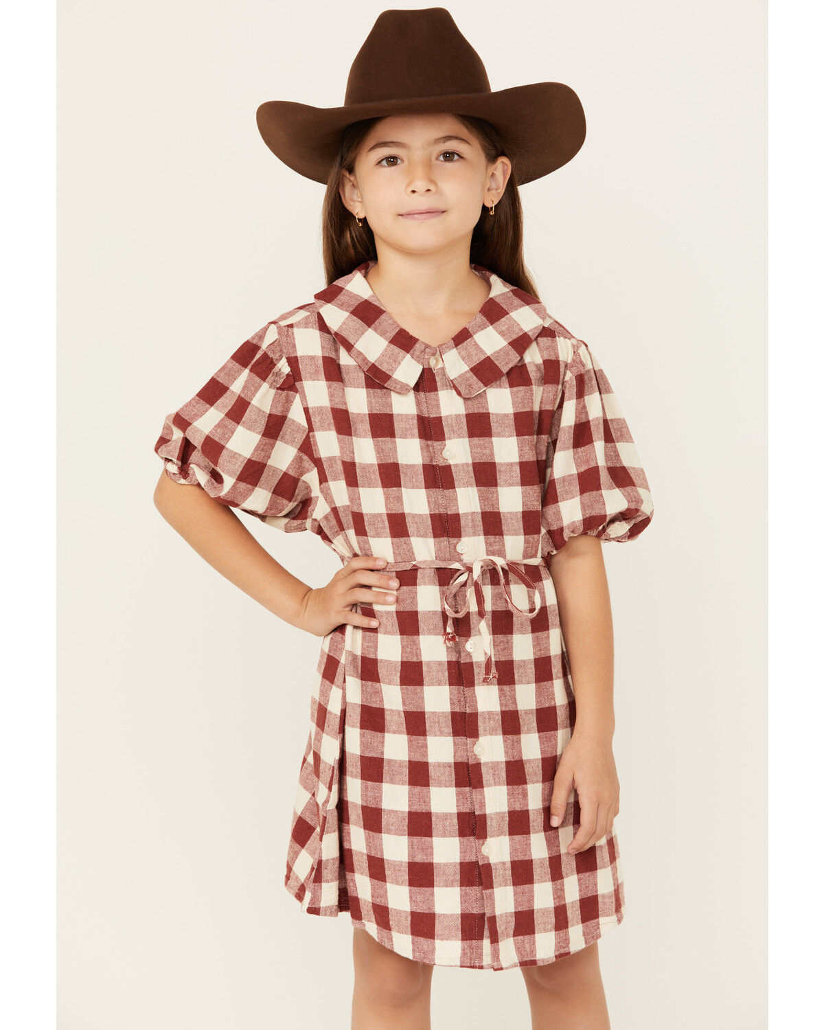 Image #2 - Rylee & Cru Girls' Plaid Print Mini Dress, Red, hi-res