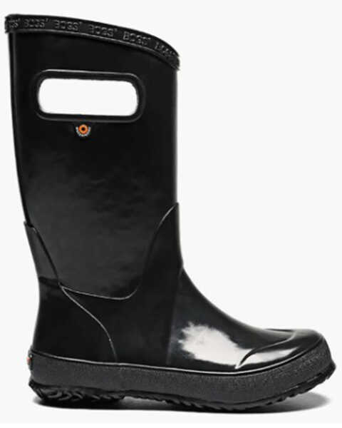 Image #2 - Bogs Girls' Solid Rain Boots - Round Toe, Black, hi-res