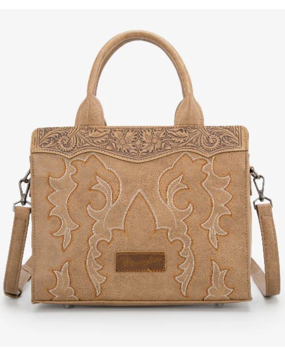 Image #1 - Wrangler Women's Jessie Tooled Crossbody Bag, Khaki, hi-res
