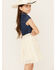 Image #2 - Sugar California Girls' Belted Denim Lace Mini Dress, Cream, hi-res