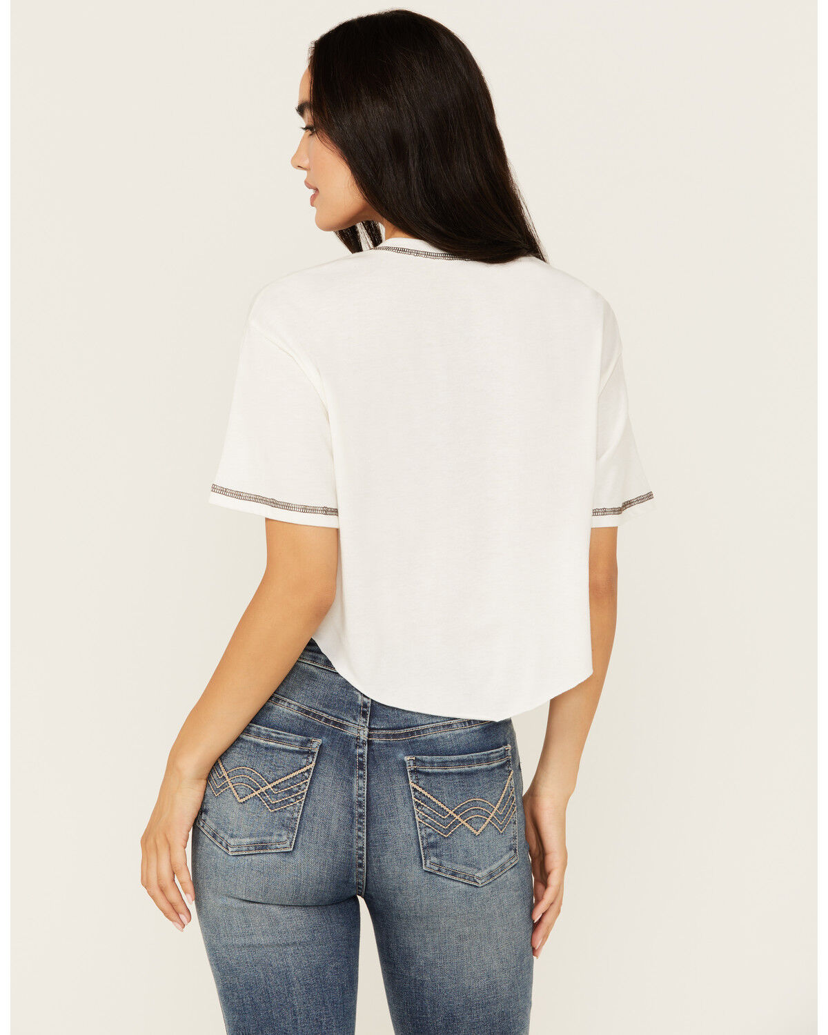Image #4 - Youth in Revolt Women's Running Horse Seamed Cropped Graphic Tee, Ivory, hi-res