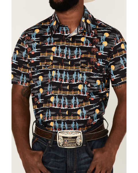 Image #3 - Dale Brisby Men's Desert Convo Scenic Print Short Sleeve Snap Western Shirt , Black, hi-res