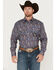 Image #1 - Roper Men's Amarillo Paisley Print Long Sleeve Pearl Snap Western Shirt, Blue, hi-res