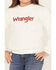 Wrangler Girls' Embroidered Logo Sherpa Sweater, Ivory, hi-res