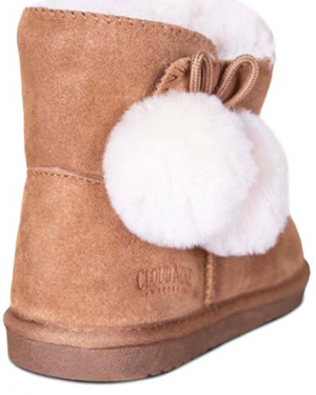 Image #4 - Cloud Nine Girls' Sheepskin Pom Pom Boots - Round Toe, Chestnut, hi-res