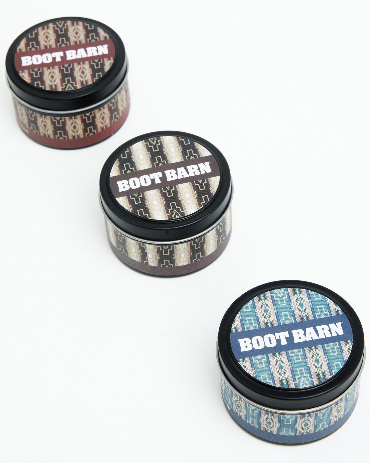 Boot Barn Southwestern Print 4oz Tin Candle Gift Set - 3 Pack, Black, hi-res