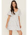 Image #2 - Yura Women's Floral Print Short Sleeve Tiered Mini Dress, Blue, hi-res